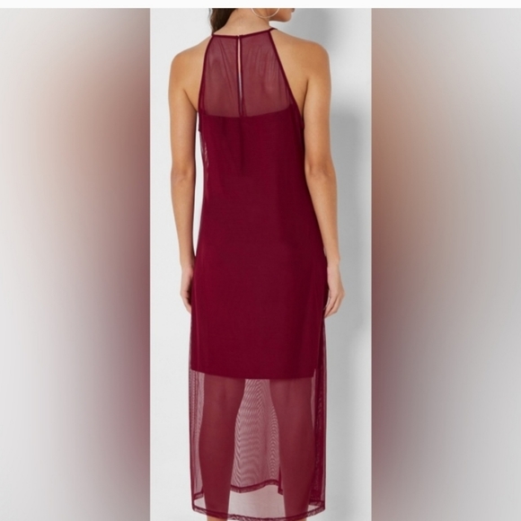 DKNY Mesh Overlay Maxi Halter Dress with Shorter Lining - Picture 2 of 11